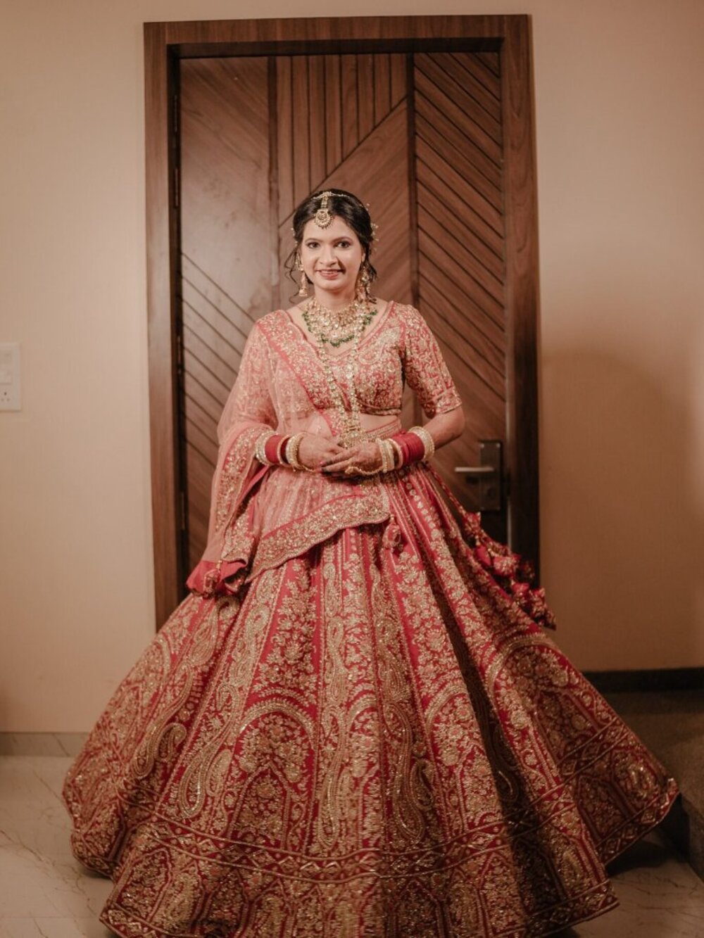 Bridal Lehenga Red Designer Hanut Paul | Size S/M